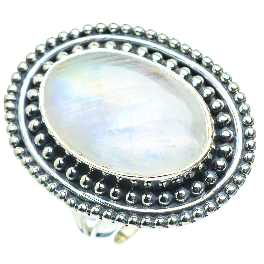 Rainbow Moonstone Rings handcrafted by Ana Silver Co - RING57565