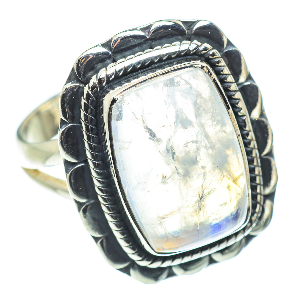 Rainbow Moonstone Rings handcrafted by Ana Silver Co - RING57590