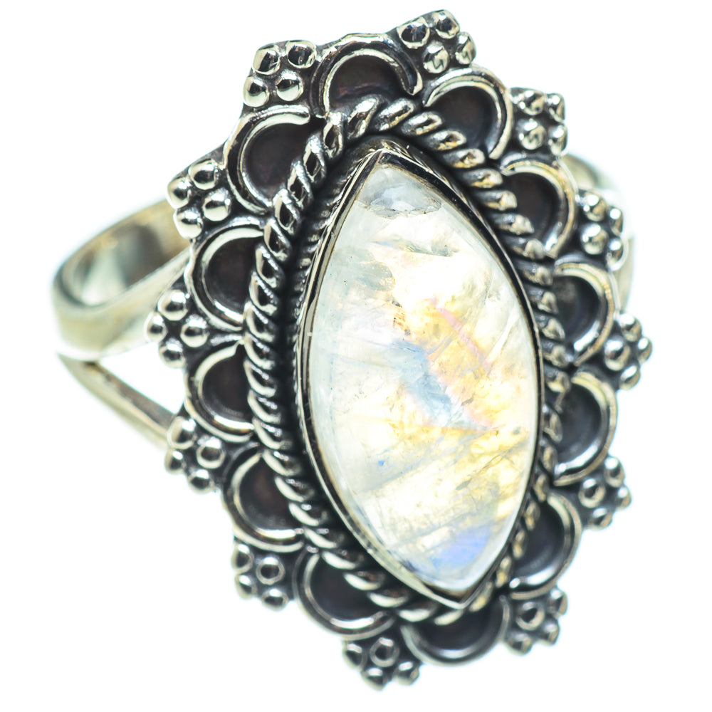 Rainbow Moonstone Rings handcrafted by Ana Silver Co - RING57605