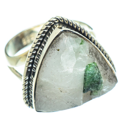 Green Tourmaline In Quartz Rings handcrafted by Ana Silver Co - RING57635