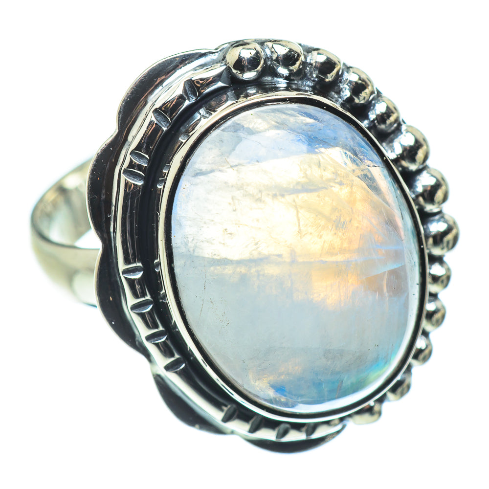 Rainbow Moonstone Rings handcrafted by Ana Silver Co - RING57645