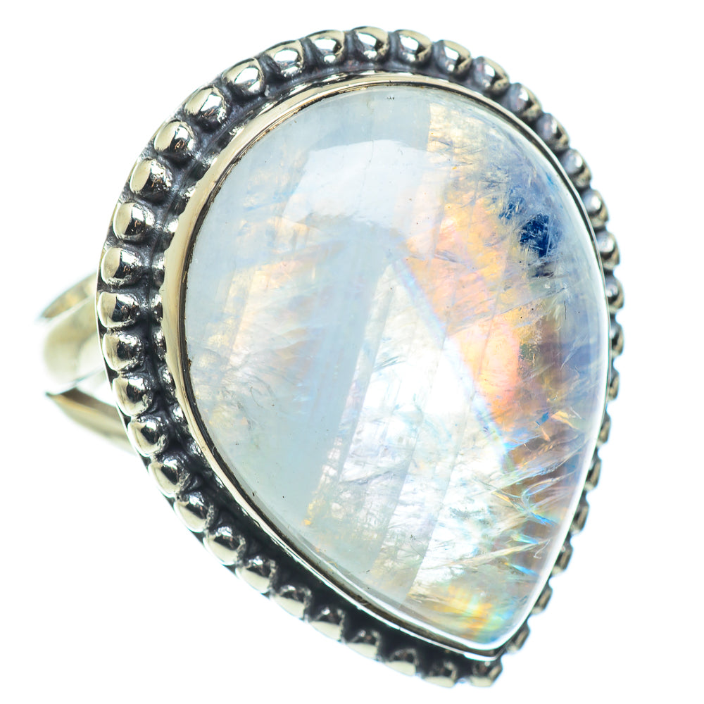 Rainbow Moonstone Rings handcrafted by Ana Silver Co - RING57647