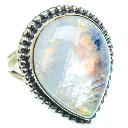 Rainbow Moonstone Rings handcrafted by Ana Silver Co - RING57647