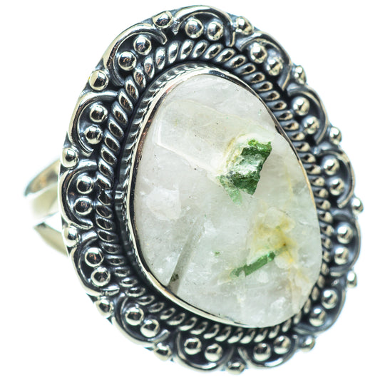 Green Tourmaline In Quartz Rings handcrafted by Ana Silver Co - RING57648