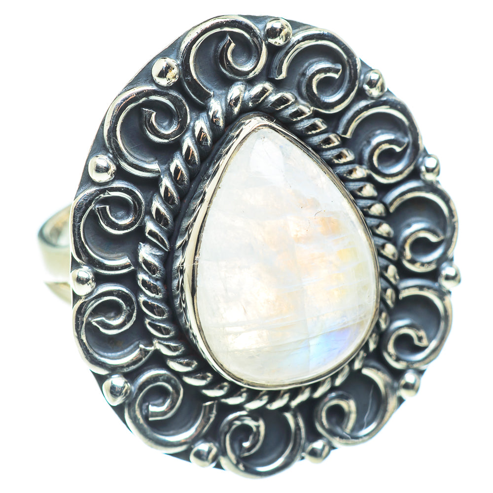Rainbow Moonstone Rings handcrafted by Ana Silver Co - RING57664