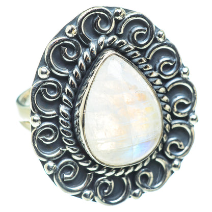 Rainbow Moonstone Rings handcrafted by Ana Silver Co - RING57664