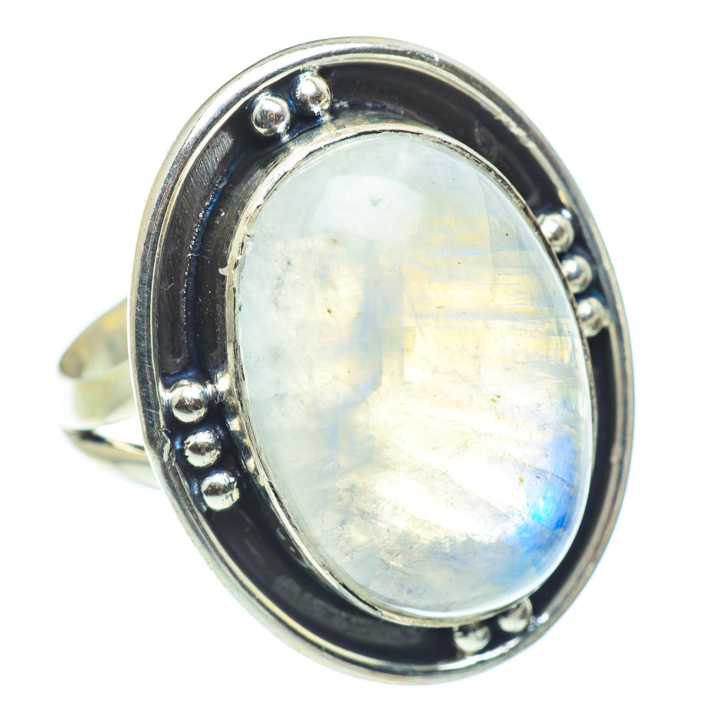 Rainbow Moonstone Rings handcrafted by Ana Silver Co - RING57773