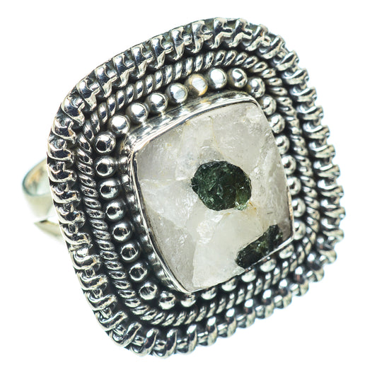 Green Tourmaline In Quartz Rings handcrafted by Ana Silver Co - RING57774