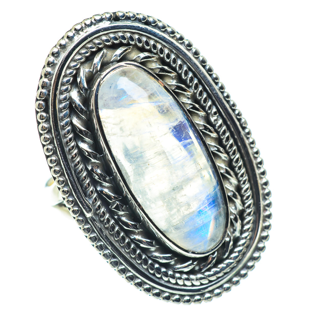 Rainbow Moonstone Rings handcrafted by Ana Silver Co - RING57798