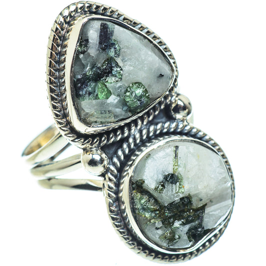 Green Tourmaline In Quartz Rings handcrafted by Ana Silver Co - RING57808