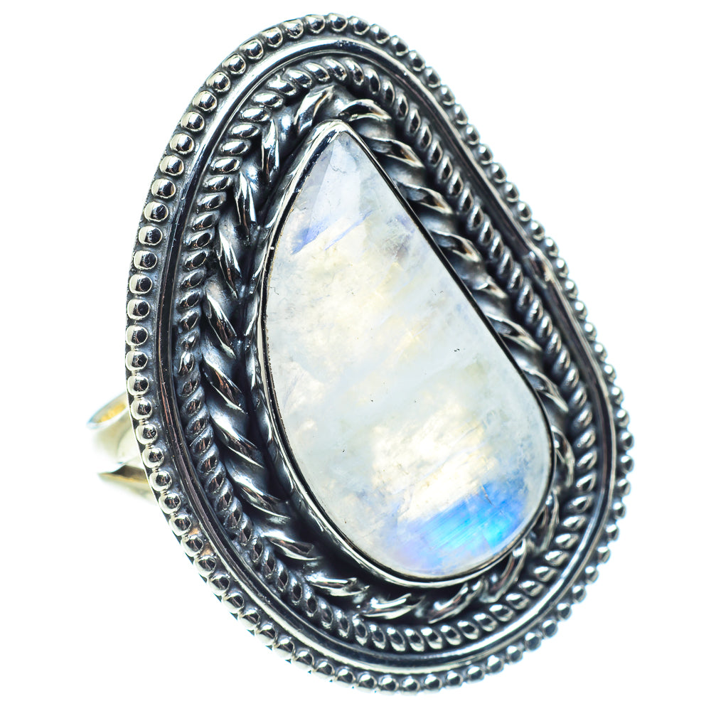 Rainbow Moonstone Rings handcrafted by Ana Silver Co - RING57832