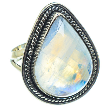 Rainbow Moonstone Rings handcrafted by Ana Silver Co - RING57851