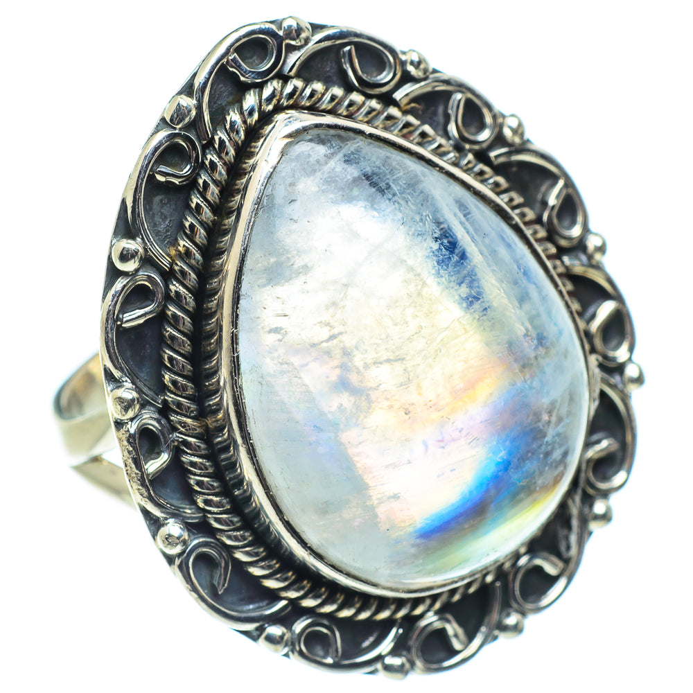 Rainbow Moonstone Rings handcrafted by Ana Silver Co - RING57853