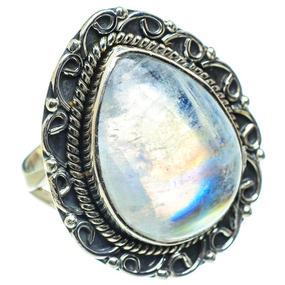 Rainbow Moonstone Rings handcrafted by Ana Silver Co - RING57853