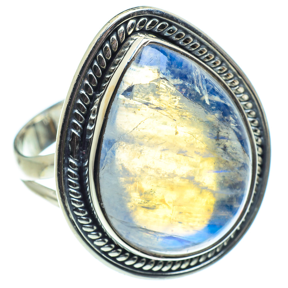 Rainbow Moonstone Rings handcrafted by Ana Silver Co - RING57855