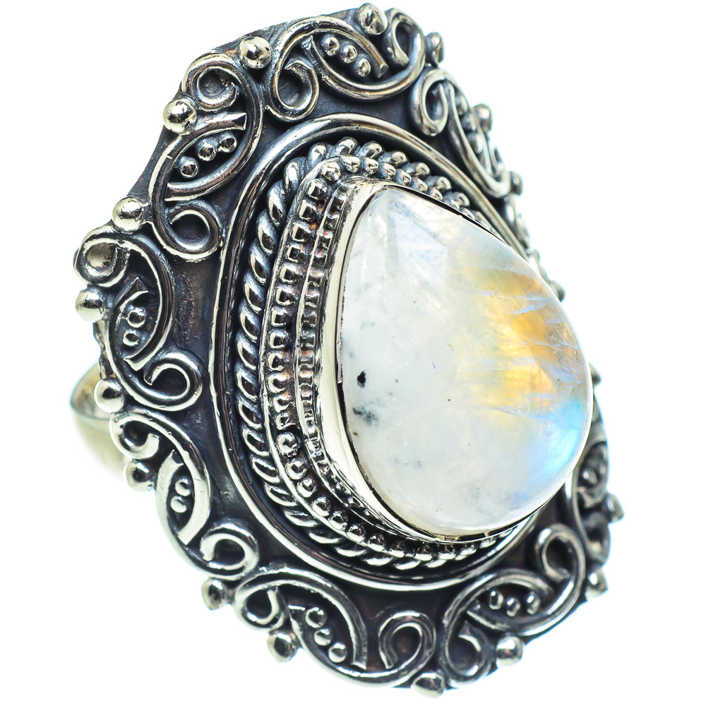 Rainbow Moonstone Rings handcrafted by Ana Silver Co - RING57857