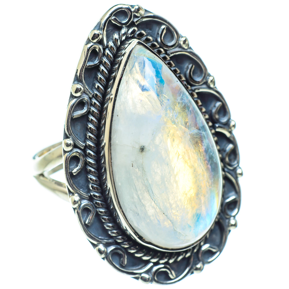 Rainbow Moonstone Rings handcrafted by Ana Silver Co - RING57867