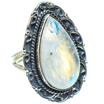 Rainbow Moonstone Rings handcrafted by Ana Silver Co - RING57867
