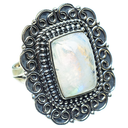 Rainbow Moonstone Rings handcrafted by Ana Silver Co - RING57868