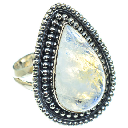 Rainbow Moonstone Rings handcrafted by Ana Silver Co - RING57871