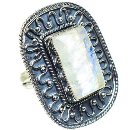 Rainbow Moonstone Rings handcrafted by Ana Silver Co - RING57877