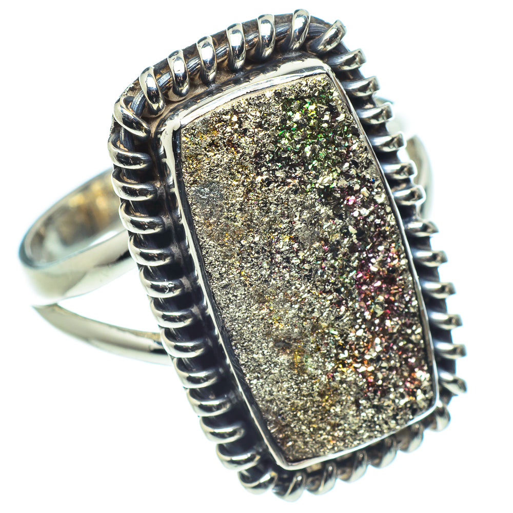 Spectro Pyrite Druzy Rings handcrafted by Ana Silver Co - RING57919
