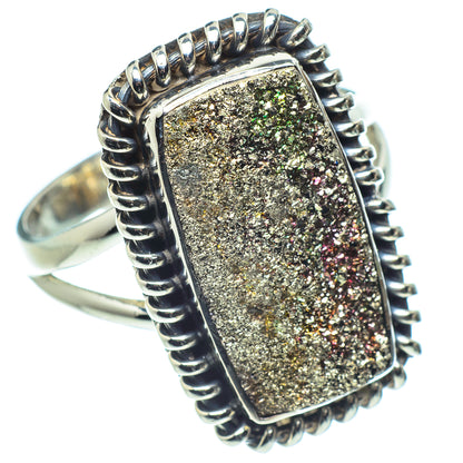 Spectro Pyrite Druzy Rings handcrafted by Ana Silver Co - RING57919