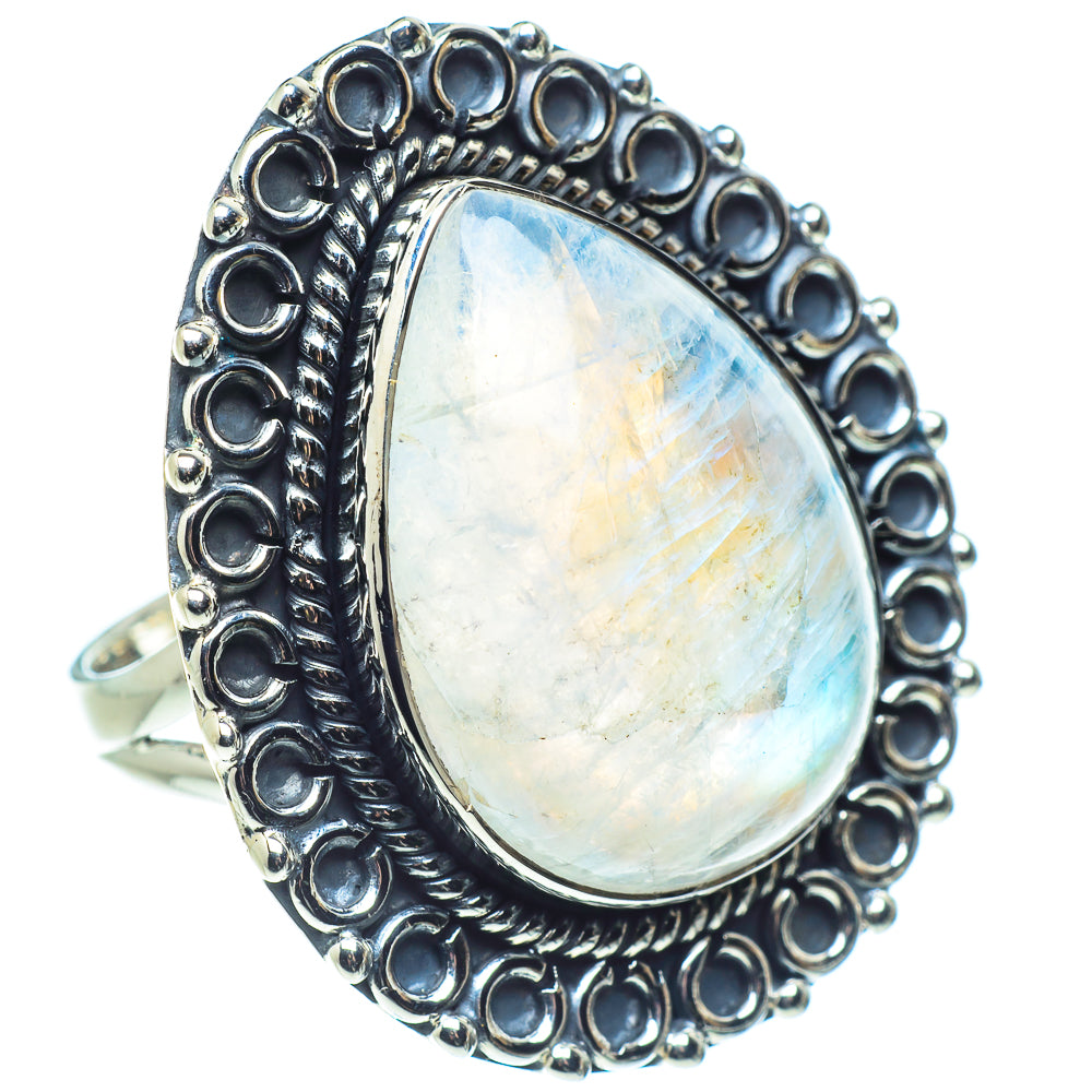 Rainbow Moonstone Rings handcrafted by Ana Silver Co - RING57942