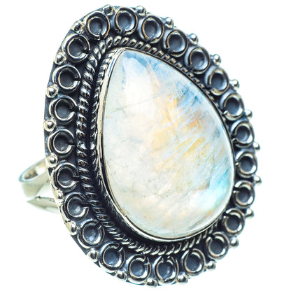 Rainbow Moonstone Rings handcrafted by Ana Silver Co - RING57942