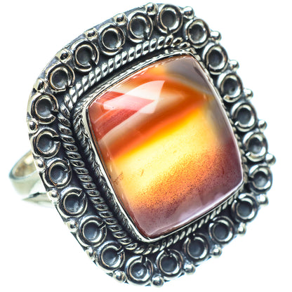 Orange Botswana Agate Rings handcrafted by Ana Silver Co - RING57947