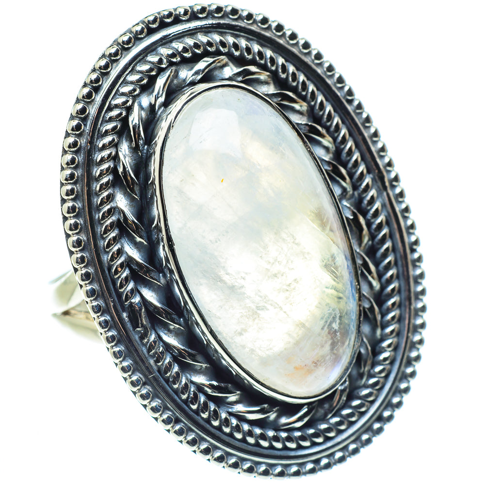 Rainbow Moonstone Rings handcrafted by Ana Silver Co - RING57956