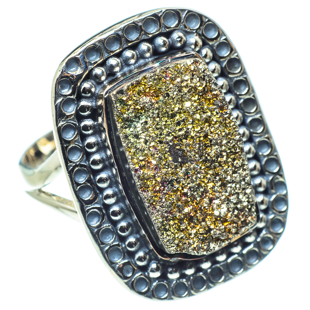 Spectro Pyrite Druzy Rings handcrafted by Ana Silver Co - RING57976