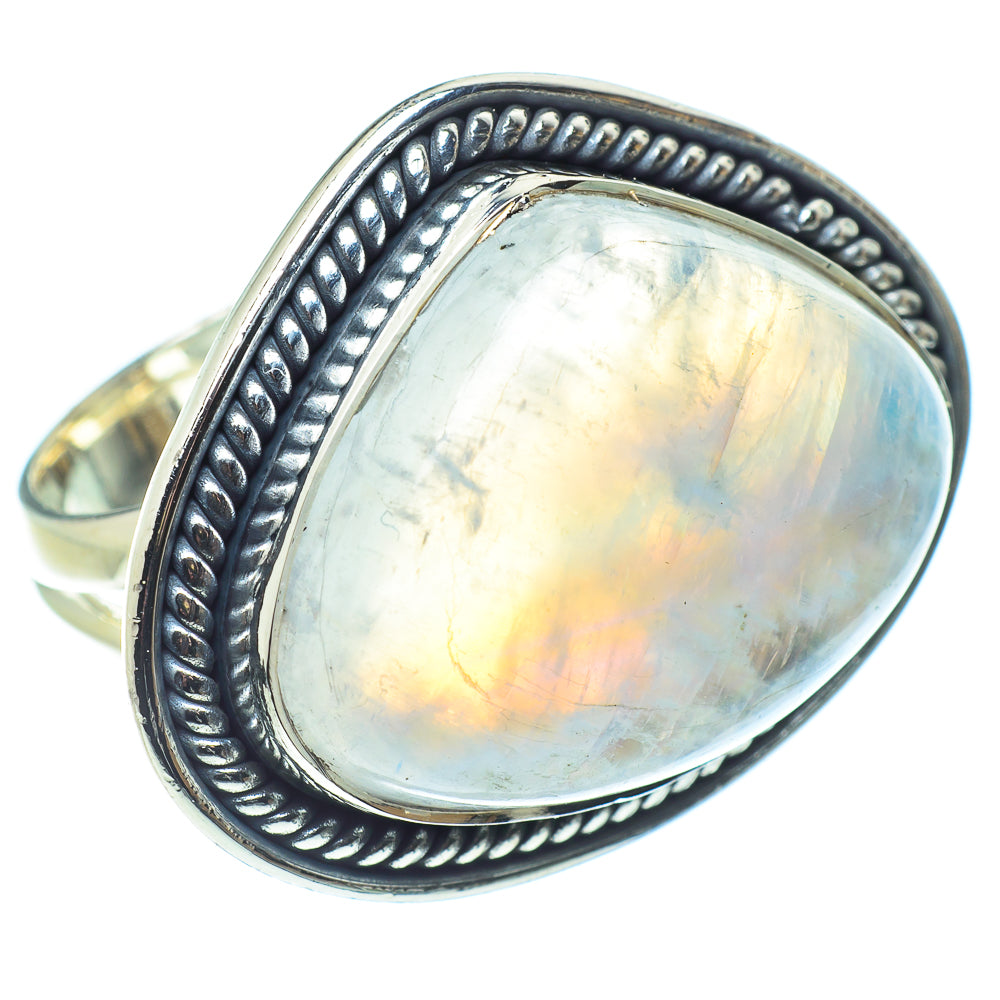 Rainbow Moonstone Rings handcrafted by Ana Silver Co - RING57982