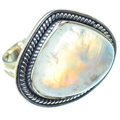 Rainbow Moonstone Rings handcrafted by Ana Silver Co - RING57982