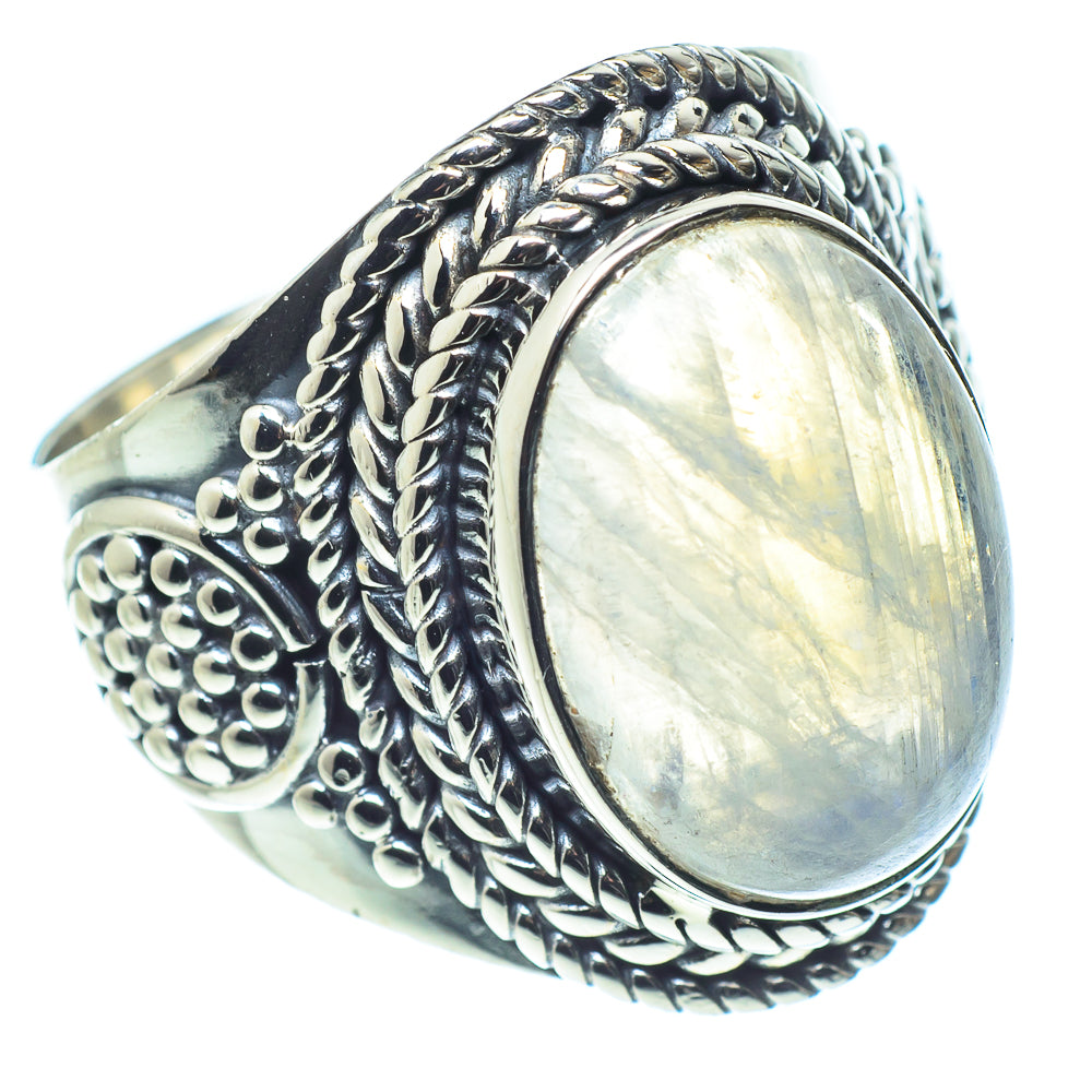 Rainbow Moonstone Rings handcrafted by Ana Silver Co - RING58023