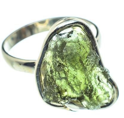 Czech Moldavite Rings handcrafted by Ana Silver Co - RING58088