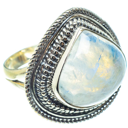 Rainbow Moonstone Rings handcrafted by Ana Silver Co - RING58416