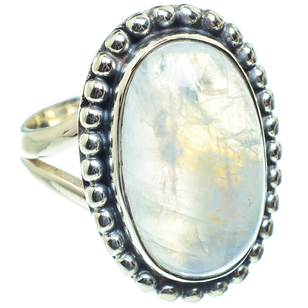 Rainbow Moonstone Rings handcrafted by Ana Silver Co - RING58417