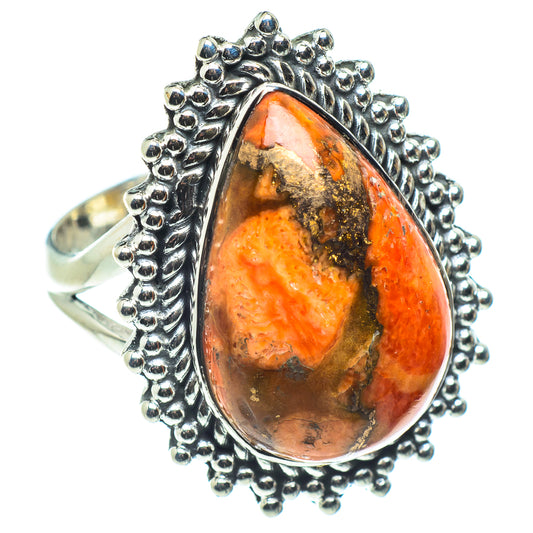Orange Copper Composite Turquoise Rings handcrafted by Ana Silver Co - RING58474