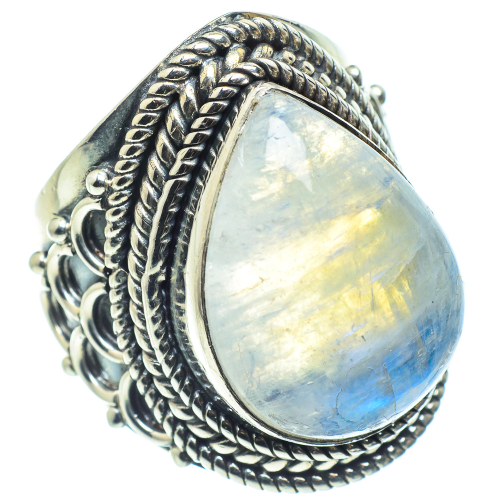 Rainbow Moonstone Rings handcrafted by Ana Silver Co - RING58485