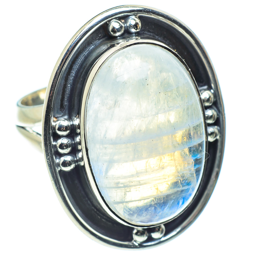 Rainbow Moonstone Rings handcrafted by Ana Silver Co - RING58503