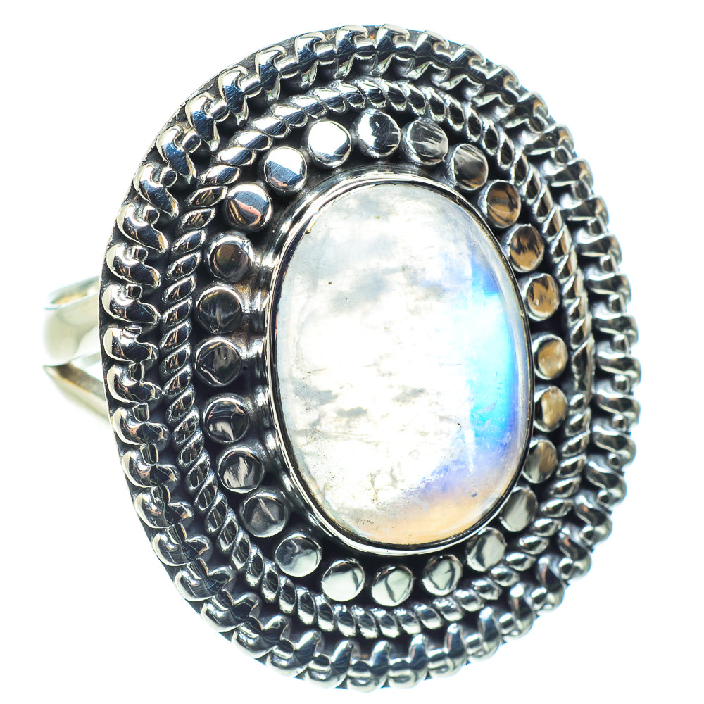 Rainbow Moonstone Rings handcrafted by Ana Silver Co - RING58505