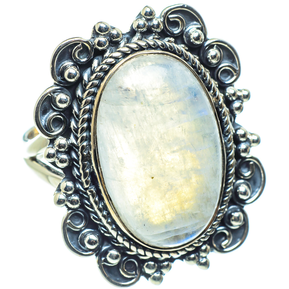 Rainbow Moonstone Rings handcrafted by Ana Silver Co - RING58509