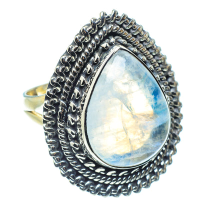 Rainbow Moonstone Rings handcrafted by Ana Silver Co - RING58538