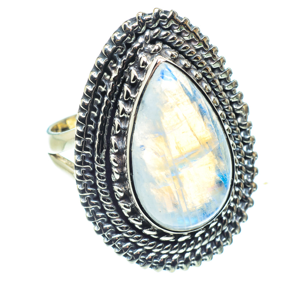 Rainbow Moonstone Rings handcrafted by Ana Silver Co - RING58583