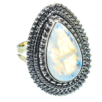 Rainbow Moonstone Rings handcrafted by Ana Silver Co - RING58583