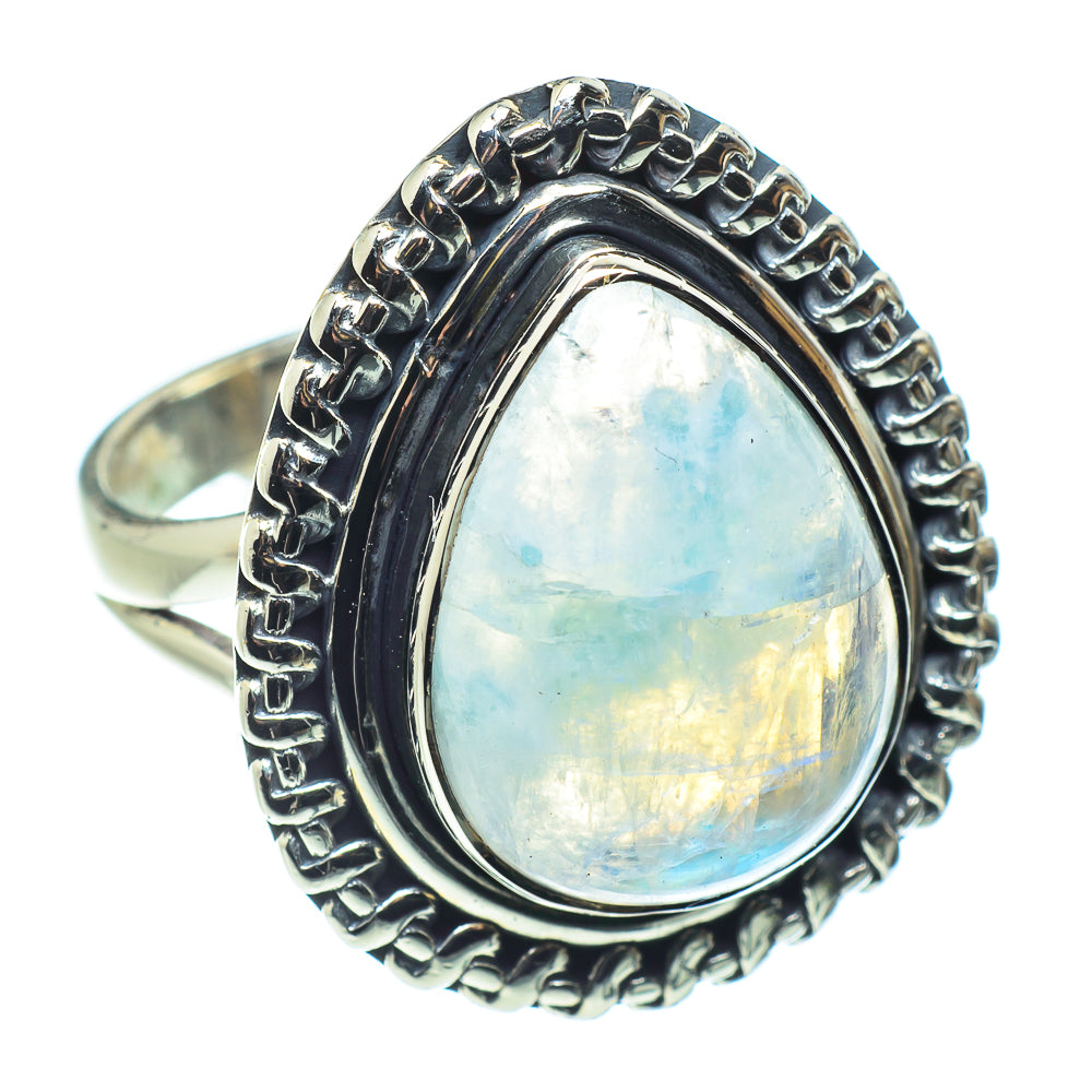 Rainbow Moonstone Rings handcrafted by Ana Silver Co - RING58596