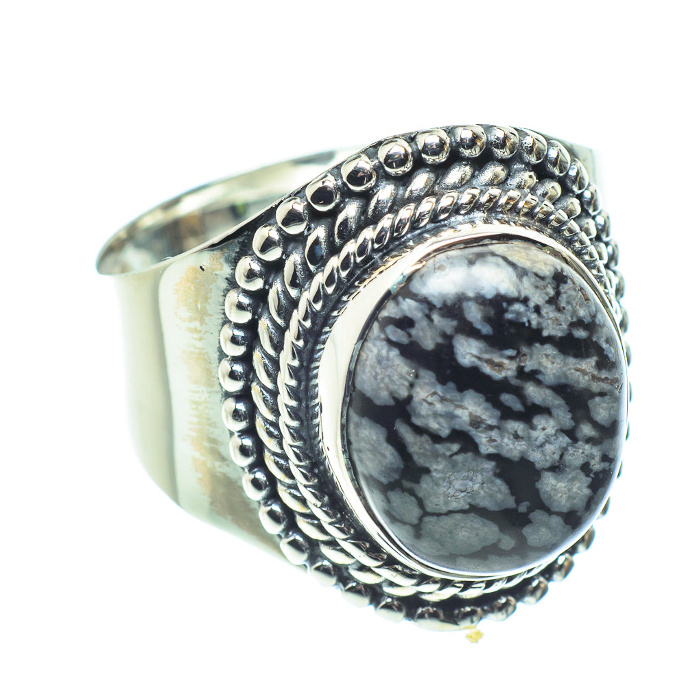 Snowflake Obsidian Rings handcrafted by Ana Silver Co - RING58623