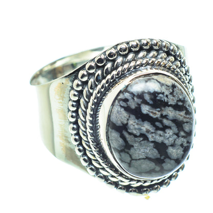 Snowflake Obsidian Rings handcrafted by Ana Silver Co - RING58623