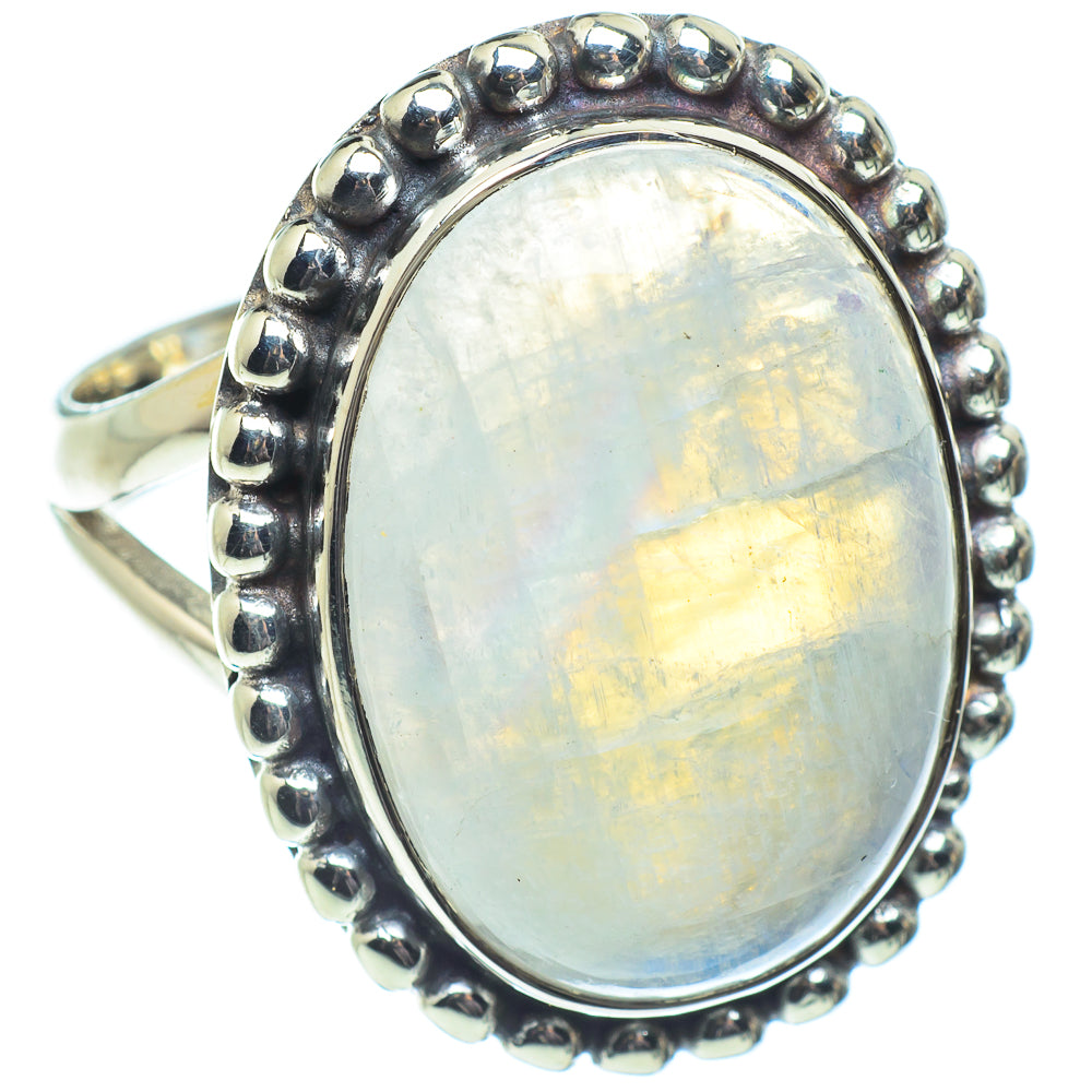 Rainbow Moonstone Rings handcrafted by Ana Silver Co - RING58633